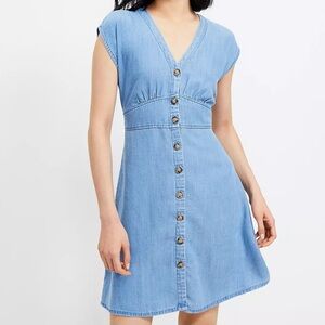 LOFT Denim Chambray Button-Down Dress